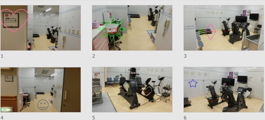 心臓リバビリテーション室の内装の写真、6枚